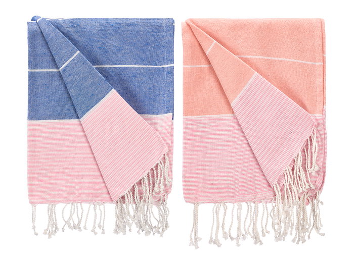 Giftdecor - Multiusos de Rayas, Surtidos Colores Rosa y Azul, 90x170 cm, 90% Algodón 10% Poliéster, Pañuelo o Chal (Set de 18)