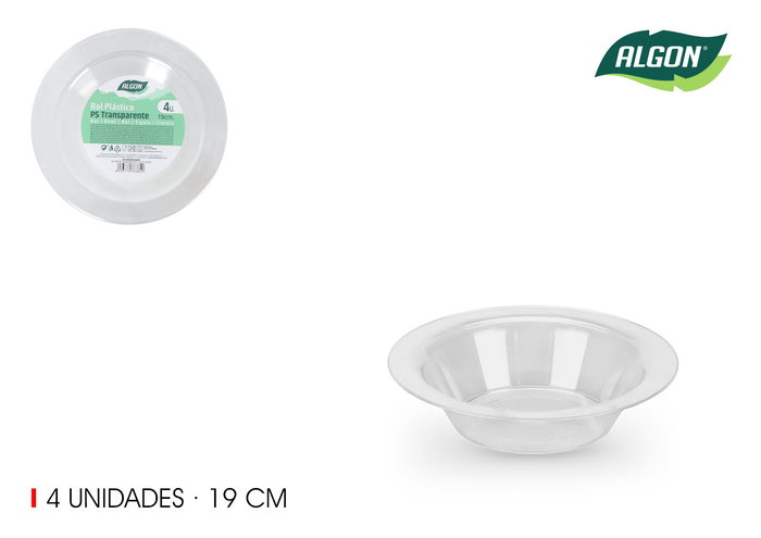 Algon Set 4 Bol Transparente PS 19 cm (24 Unidades) Algon Set 4 Bol Transparente PS 19 cm (24 Unidades)