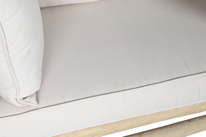 DKD Home Decor Sofá Teca Poliester Blanco y Natural DKD Home Decor Sofá Teca Poliester Blanco y Natural