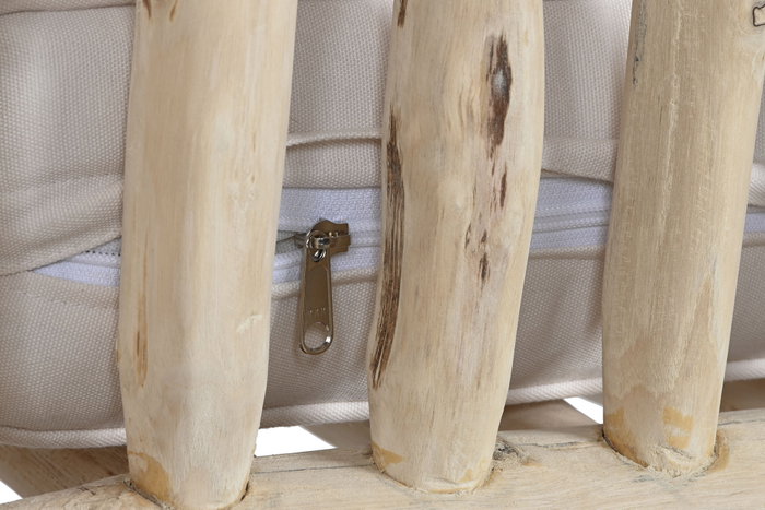 DKD Home Decor Sofá Teca Poliester Blanco y Natural DKD Home Decor Sofá Teca Poliester Blanco y Natural