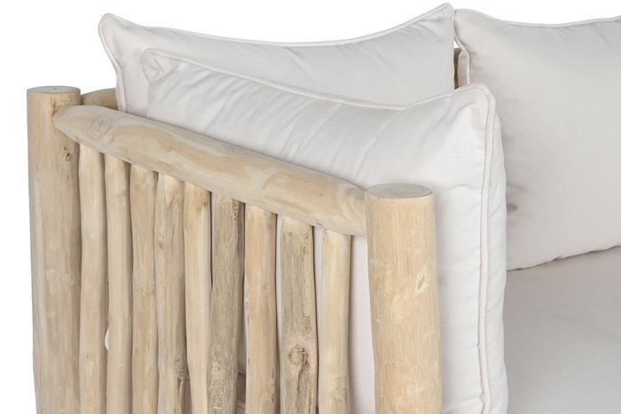 DKD Home Decor Sofá Teca Poliester Blanco y Natural DKD Home Decor Sofá Teca Poliester Blanco y Natural