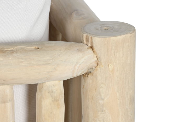DKD Home Decor Sofá Teca Poliester Blanco y Natural DKD Home Decor Sofá Teca Poliester Blanco y Natural