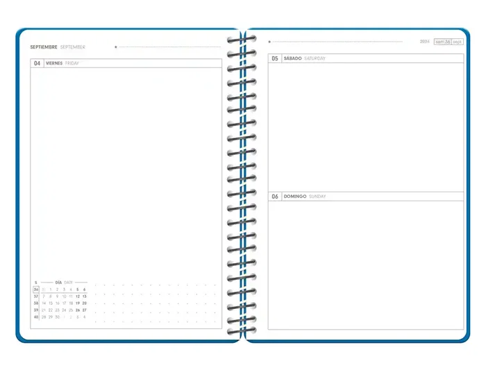 Antartik Agenda Escolar 2026-2027 Bilingüe, Día Página, A5+, Espiral, Color Turquesa, 80g FSC