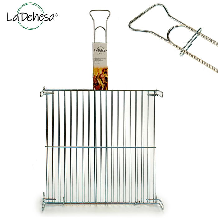 La Dehesa Parrilla Doble Zincada 50 x 50 cm Plateada Metal Acero Zincado con 4 Patas y Asa (Set de 5)