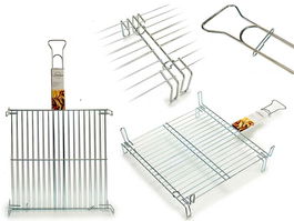 La Dehesa Parrilla Doble Zincada 50 x 50 cm Plateada Metal Acero Zincado con 4 Patas y Asa (Set de 5)