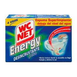 Wc Net Espuma Energy Desincrustante en Polvo para WC - Limpia y Elimina la Cal - Pack 4 Sobres de 60 g