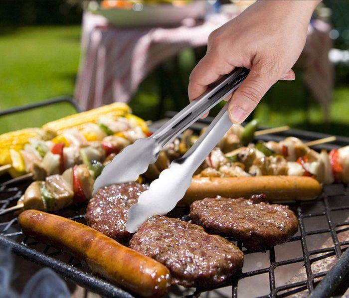 Algon Bbq Pinza Barbacoa Ss Silver+Rubber 41x4x2 cm (18 Unidades)