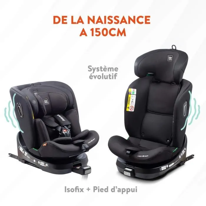 Babyauto BAB8435593702079 Silla de Coche Aitana Gris Antracita I-Size ISOFIX Giratoria 360° ECE R129