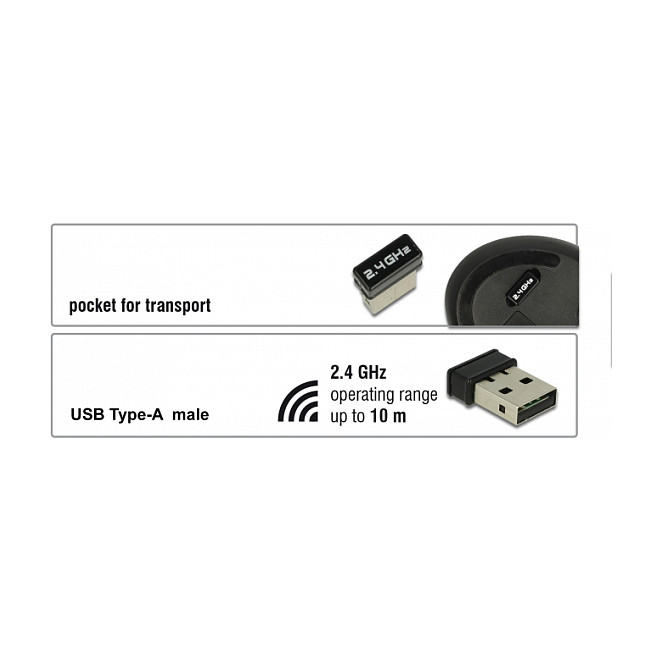 DeLOCK 12528 Ratón Vertical Ergonómico Inalámbrico 2,4 GHz