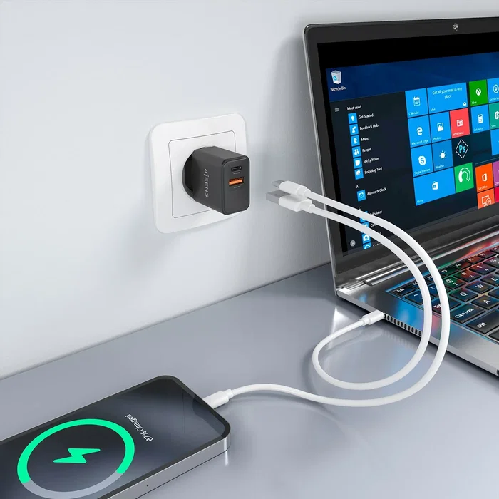 Aisens Cargador GaN 20W con USB-C y USB-A Negro A110-1026 Aisens Cargador GaN 20W con USB-C y USB-A Negro A110-1026