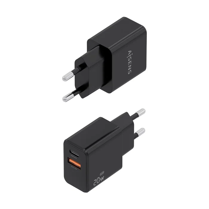 Aisens Cargador GaN 20W con USB-C y USB-A Negro A110-1026 Aisens Cargador GaN 20W con USB-C y USB-A Negro A110-1026
