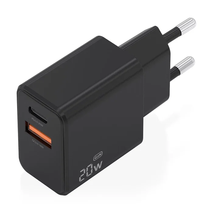 Aisens Cargador GaN 20W con USB-C y USB-A Negro A110-1026 Aisens Cargador GaN 20W con USB-C y USB-A Negro A110-1026