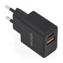 Aisens Cargador GaN 20W con USB-C PD 3.0 y USB-A QC 3.0 Negro
