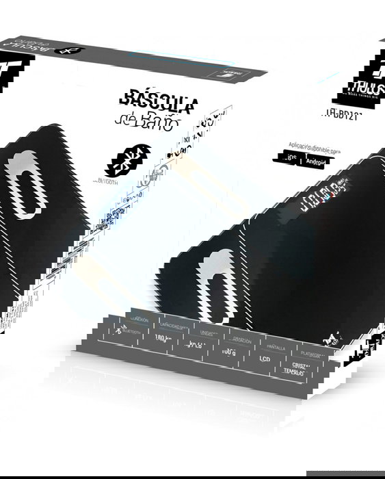 Thulos Báscula de Baño Bluetooth TH-BD121, 180kg, Analiza Grasa, Músculo, Hueso, Agua, con APP iOS y Android