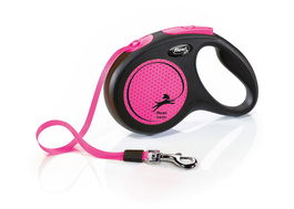 Flexi Neon Cinta Rosa 5m 25kg Correa Reflective Perro 300g