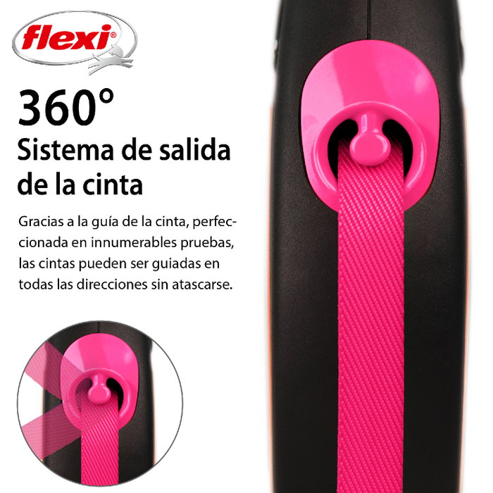Flexi New NEON Cinta Rosa 5m para perros hasta 25kg Flexi New NEON Cinta Rosa 5m para perros hasta 25kg