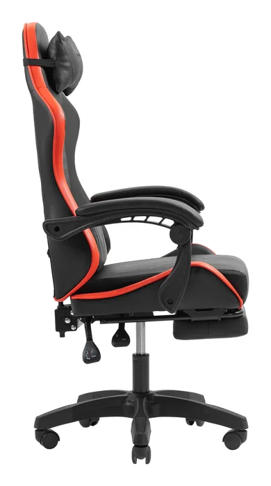 Mars Gaming MGC-X Silla Gaming Ergonómica con Respaldo Reclinable, Soporte Lumbar/Cervical y Reposapiés - Color Negro/Rojo