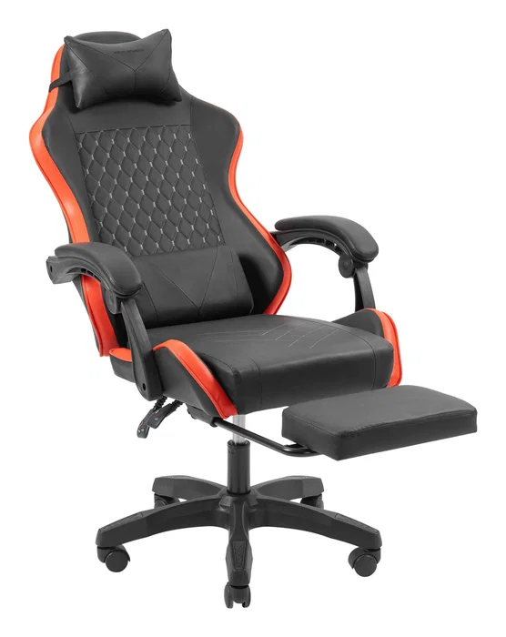 Mars Gaming MGC-X Silla Gaming Ergonómica con Respaldo Reclinable, Soporte Lumbar/Cervical y Reposapiés - Color Negro/Rojo