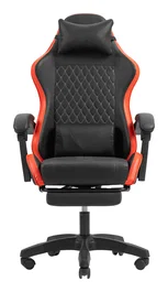 Mars Gaming MGC-X Silla Gaming Ergonómica con Respaldo Reclinable, Soporte Lumbar/Cervical y Reposapiés - Color Negro/Rojo