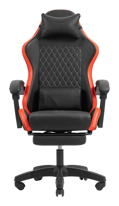 Mars Gaming MGC-X Silla Gaming Ergonómica con Respaldo Reclinable, Soporte Lumbar/Cervical y Reposapiés - Color Negro/Rojo