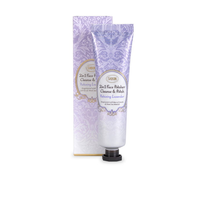 Sabon Exfoliante Facial 2 en 1 Relaxing Lavender con Jojoba y Minerales del Mar Muerto para Piel Radiante - 60 ml
