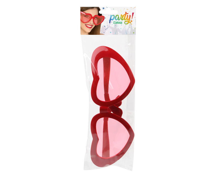 Gafas Corazones Rojo XXL Mujer Adulto Accesorio