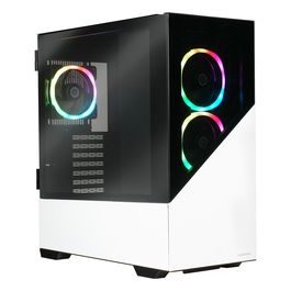Enermax K8 Midi Tower PC - Caja Gaming ARGB Snow White/Black, ATX/micro-ATX/Mini-ITX, Vidrio Templado, 3 Ventiladores ARGB Incluidos, Gestión de Cables