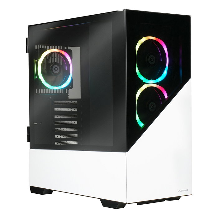 Enermax K8 Midi Tower PC - Caja Gaming ARGB Snow White/Black, ATX/micro-ATX/Mini-ITX, Vidrio Templado, 3 Ventiladores ARGB Incluidos, Gestión de Cables