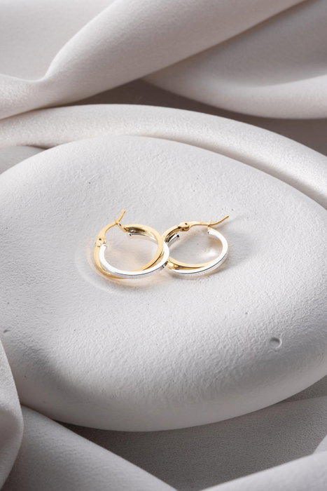 Heliophilia Silver NRZ1000144 Pendientes de Plata de Ley, 2x2 cm, 100% Plata de Ley, Recubrimiento Oro y Rodio