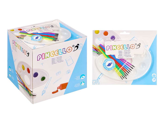 Pincello Juego 10 Pinceles Y Paleta Pinturas 24x20.5x1.5 cm (Set de 48)