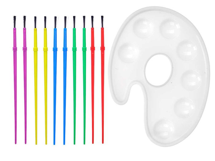 Pincello Juego 10 Pinceles Y Paleta Pinturas 24x20.5x1.5 cm (Set de 48)