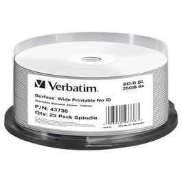 Verbatim BD-R Blu-Ray 25GB 6x Wide Printable No-ID 25 unidades