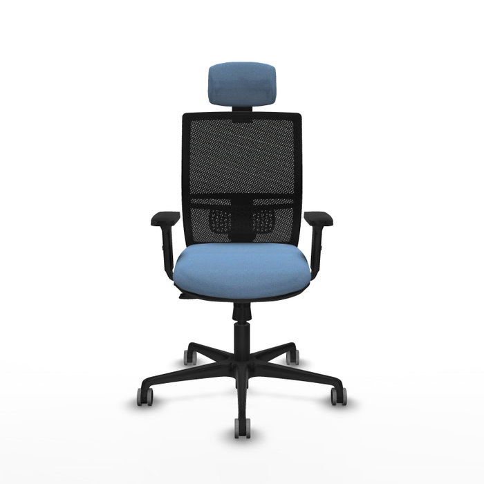 PIQUERAS Y CRESPO Silla de oficina Yunquera con mecanismo Sincro/Traslack, Azul cielo y Negro
