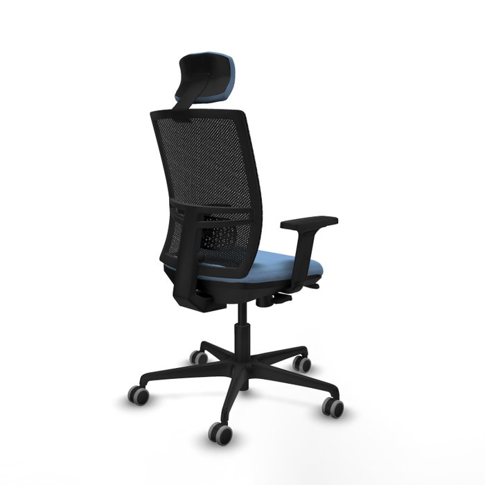 PIQUERAS Y CRESPO Silla de oficina Yunquera con mecanismo Sincro/Traslack, Azul cielo y Negro