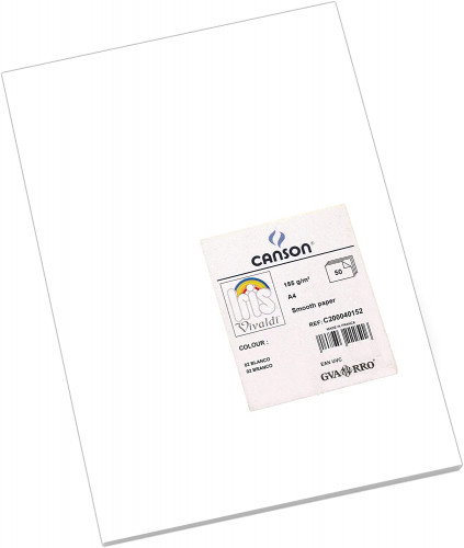 Canson Cartulina Iris Vivaldi Blanco A4 185g Paquete de 50