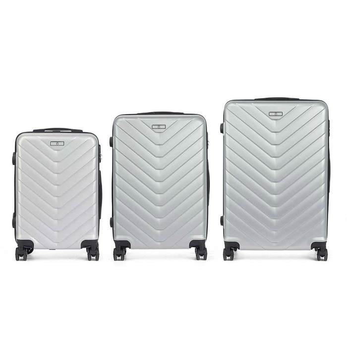 Arte Regal Set de 3 Maletas Escama ABS Gris Claro Arte Regal Set de 3 Maletas Escama ABS Gris Claro