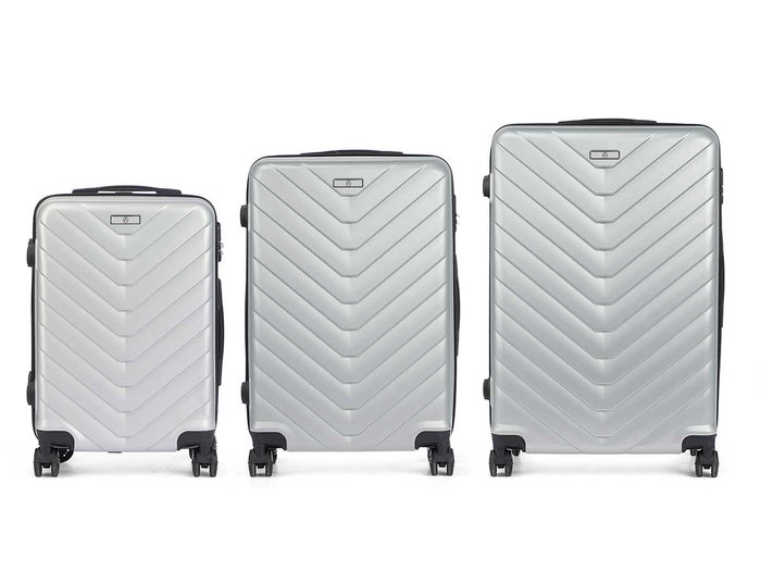 Arte Regal Set 3 Maletas Escama ABS Gris Claro 49x74x28cm (Medio 67x45x26 cm, Pequeño 57x38x23 cm)