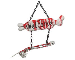 Placa Colgante De Brazo Y Hueso Ensangrentado Con Mensaje "Welcome" Decoración Halloween