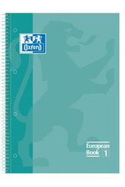 OXFORD Paquete de 5 cuadernos espiral Europeanbook1 verde menta A4 80h 90g cuadrícula 5x5mm