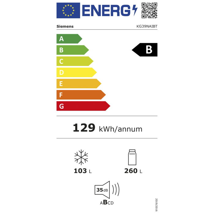 Siemens KG39NAIBT Frigorífico Combinado NoFrost iQ500 363 L Acero Inoxidable