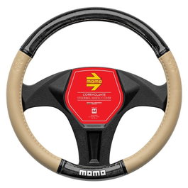 Momo Funda de Volante Luxury Wood Beige-Black M