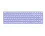 Rapoo E9700M Teclado Inalámbrico RF + Bluetooth 5.0, 100% Completo con Touchpad, Color Púrpura, Idioma Inglés Internacional, Diseño Ultrafino de Aluminio, 99 Teclas, para Oficina
