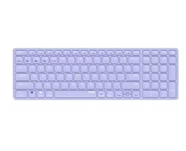 Rapoo E9700M Teclado Inalámbrico RF + Bluetooth 5.0, 100% Completo con Touchpad, Color Púrpura, Idioma Inglés Internacional, Diseño Ultrafino de Aluminio, 99 Teclas, para Oficina