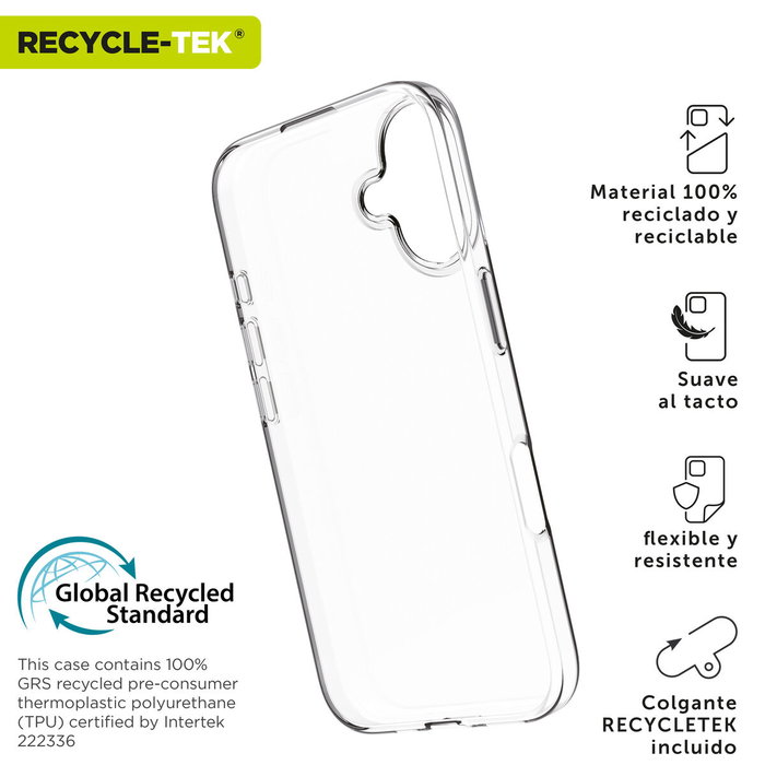 Muvit Funda Recycletek para Apple iPhone 16 Transparente Muvit Funda Recycletek para Apple iPhone 16 Transparente