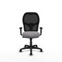 Silla de oficina Alocén con mecanismo Sincro tapizada con Similpiel color Gris y malla color Negro. Equipada con lumbar 1D, Brazos 1D y Ruedas de nailon 50 mm