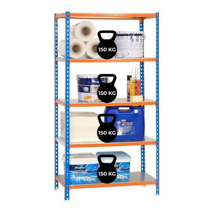 Simon Rack Estantería Metálica Sin Tornillos Simonclick Plus 5/500 Carga 180kg 5 Estantes 2000x1000x500mm