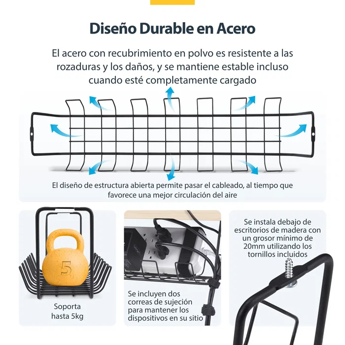 StarTech.com Bandeja de gestión de cables S1MB-DESK-CABLE-TRAY Negro StarTech.com Bandeja de gestión de cables S1MB-DESK-CABLE-TRAY Negro