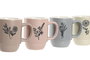 DKD Home Decor Juego de tazas Botanico 4 unidades surtidas de porcelana 400ml