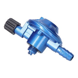 IGT Regulador de Gas Camping No Giratorio para Botella Azul GLP, Antifugas, Salida 30 mbar, Conexiones M14/M16,7/161,29 - M14, M16,7 / 16" - 161,29