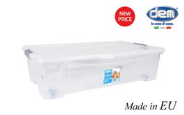 Dem Caja Almacenaje con Tapa y Ruedas Kira 35L Medidas 68 x 40 x 18 cm (4 Unidades)